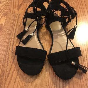 Black Strappy Sandals with Ties